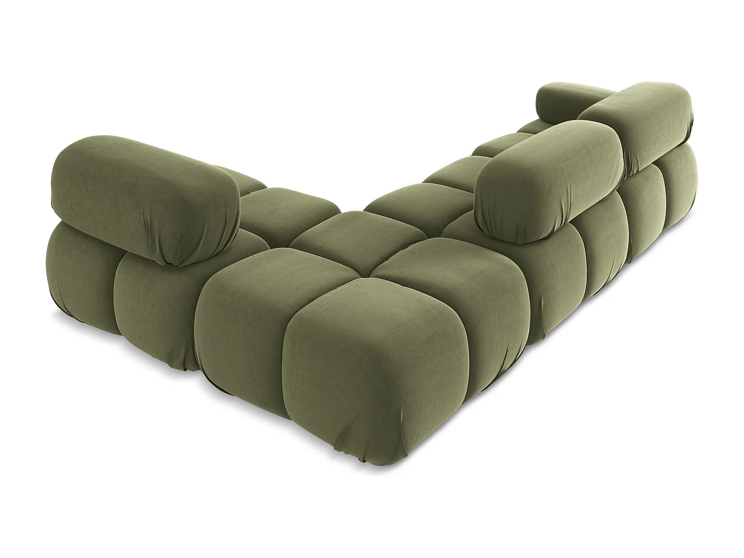 3-Sitzer Modulares Ecksofa - Ecke Rechts - Samt - Olive - LOKUA
