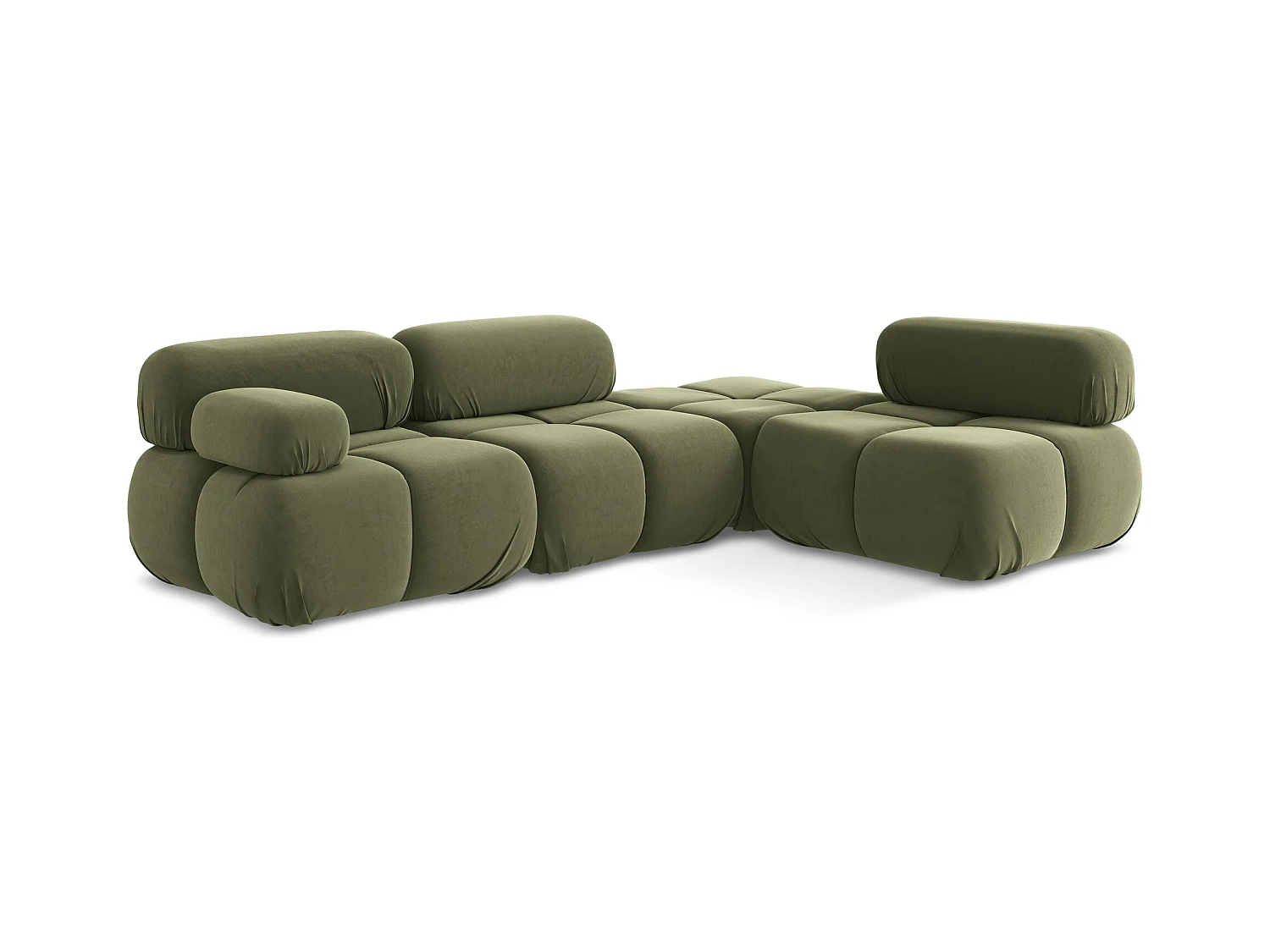 Canapé d'angle modulaire droit en Samt - olive - LOKUA