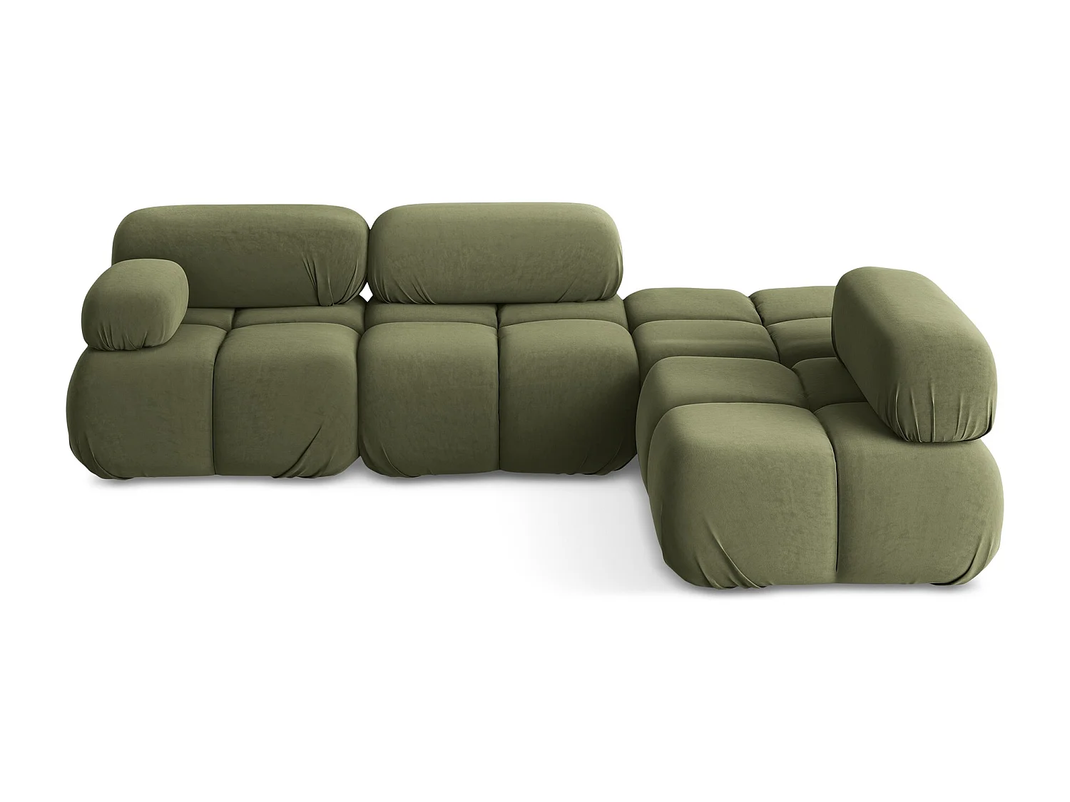 Canapé d'angle modulaire droit en Samt - olive - LOKUA