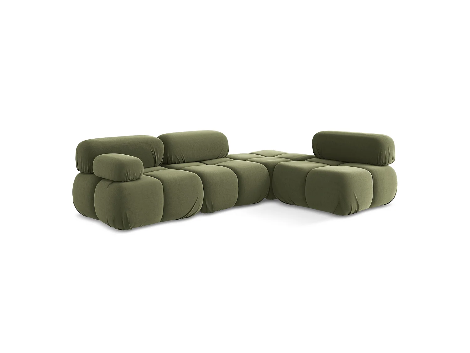 Canapé d'angle 3 places modulaire droit en velours - olive - SANREMO