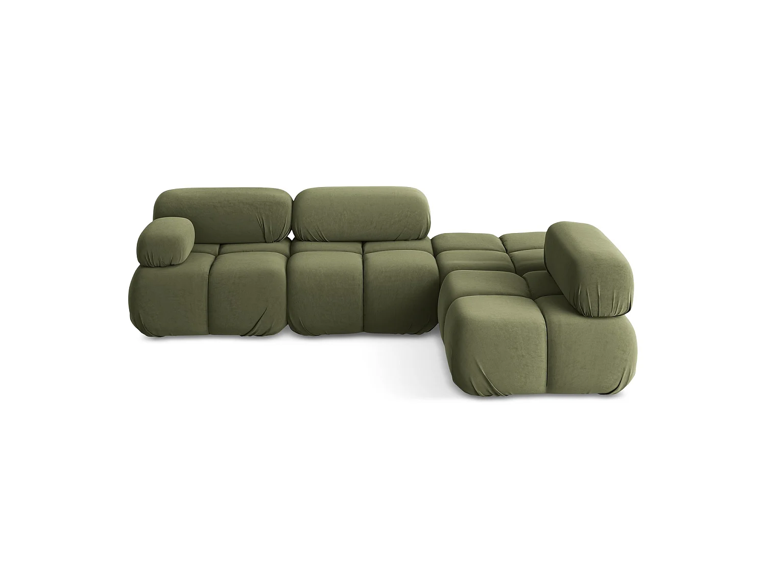 Canapé d'angle 3 places modulaire droit en velours - olive - SANREMO