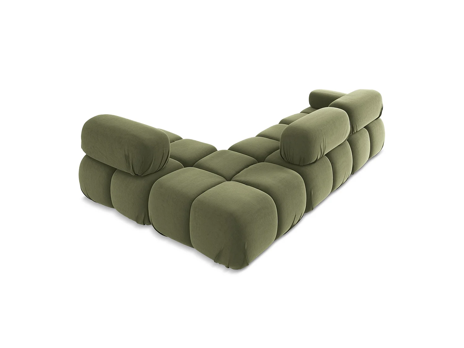 Canapé d'angle 3 places modulaire droit en velours - olive - SANREMO