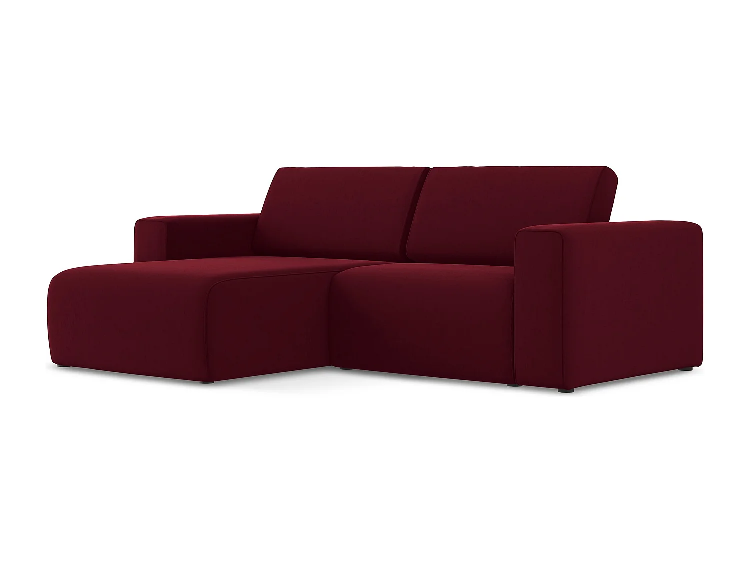 3-Sitzer Modulares Ecksofa - Ecke Links - Samt - Burgund - KALEA