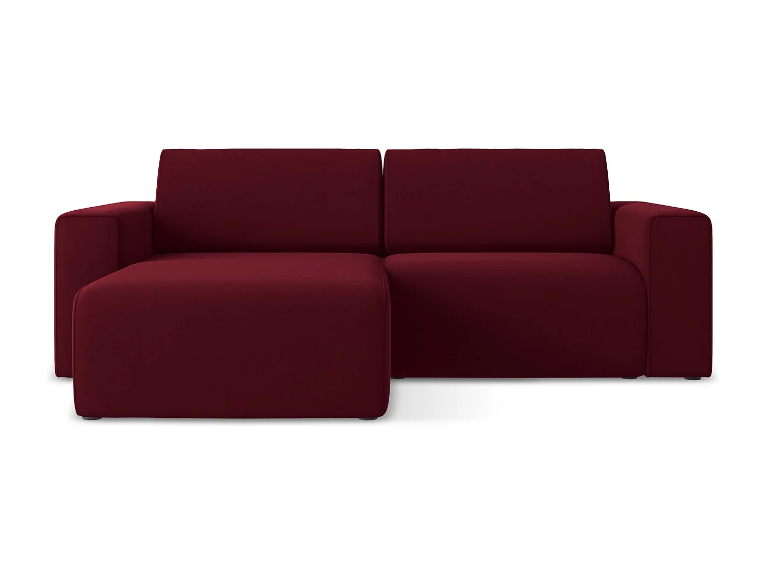 3-Sitzer Modulares Ecksofa - Ecke Links - Samt - Burgund - KALEA