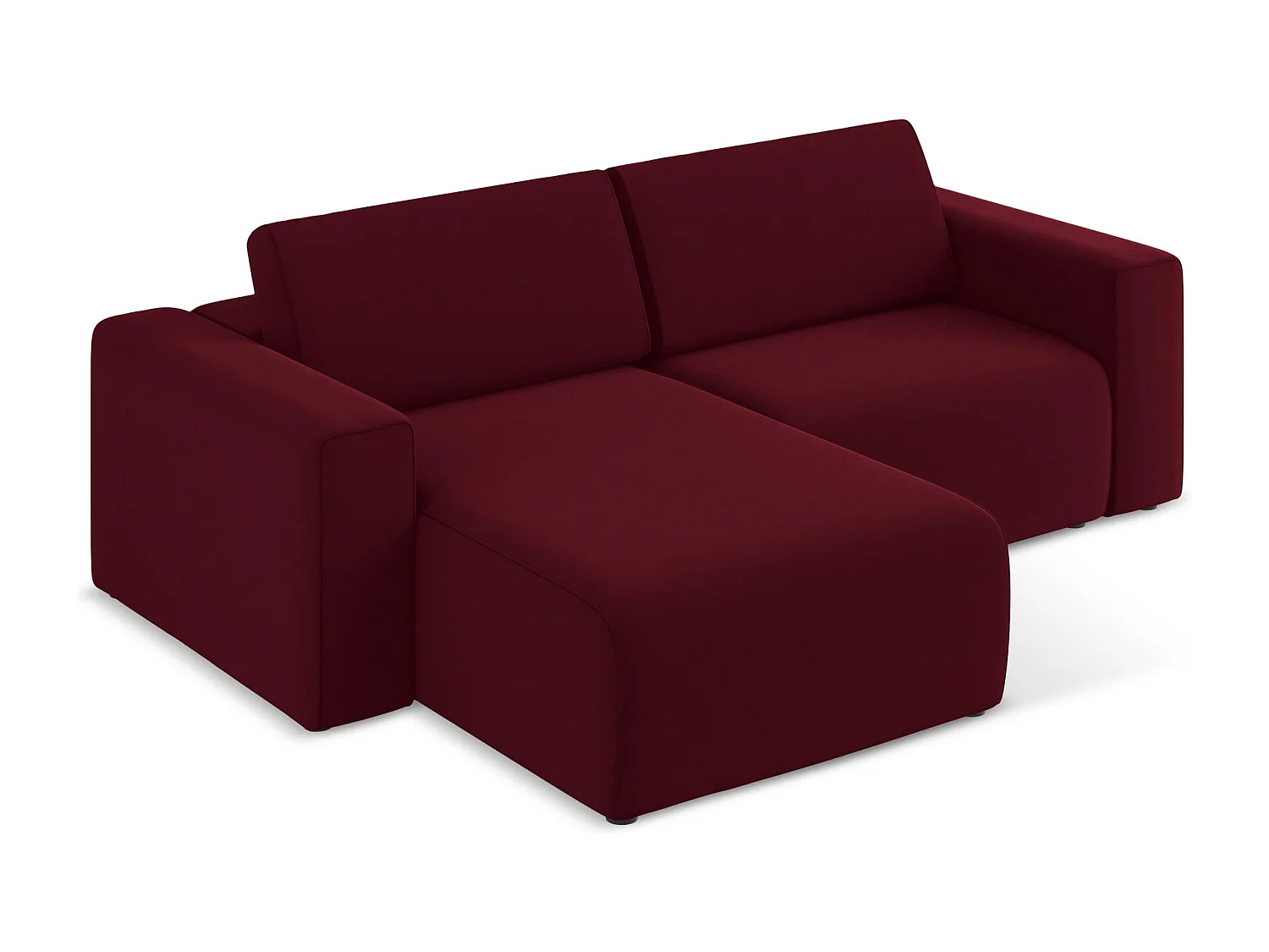 3-Sitzer Modulares Ecksofa - Ecke Links - Samt - Burgund - KALEA