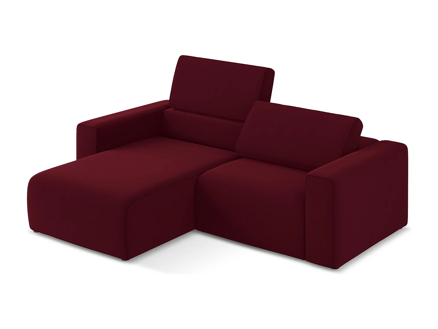 3-Sitzer Modulares Ecksofa - Ecke Links - Samt - Burgund - KALEA