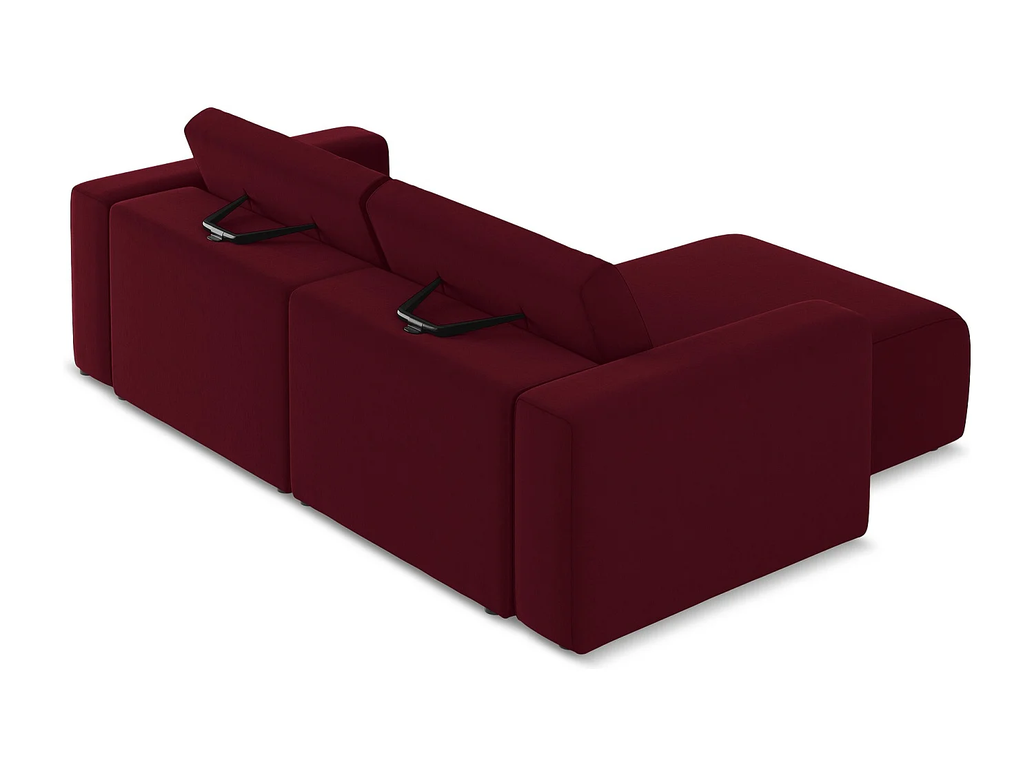 3-Sitzer Modulares Ecksofa - Ecke Links - Samt - Burgund - KALEA