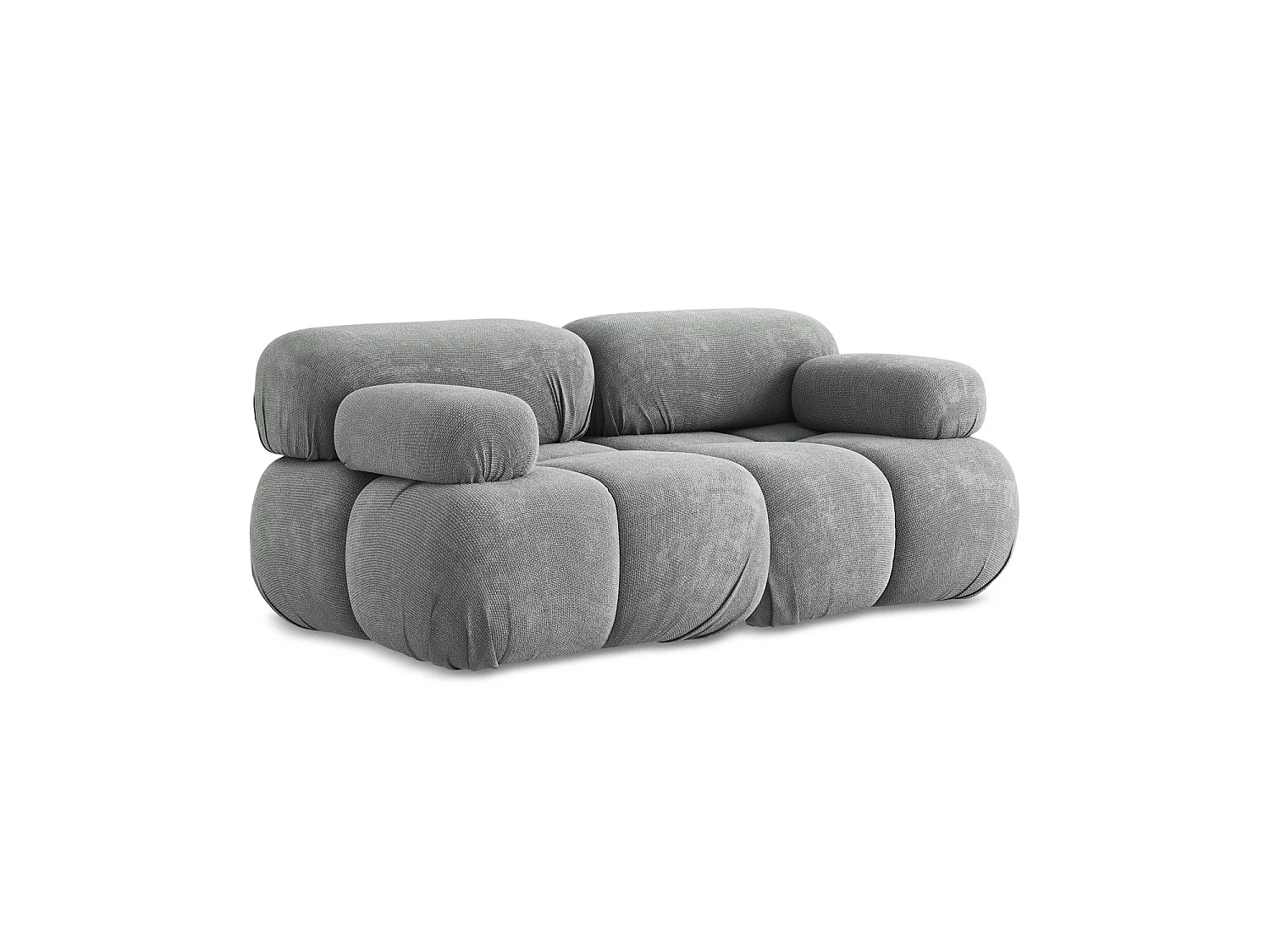 Tweezits modulaire bank van grijs chenille stof - SANREMO