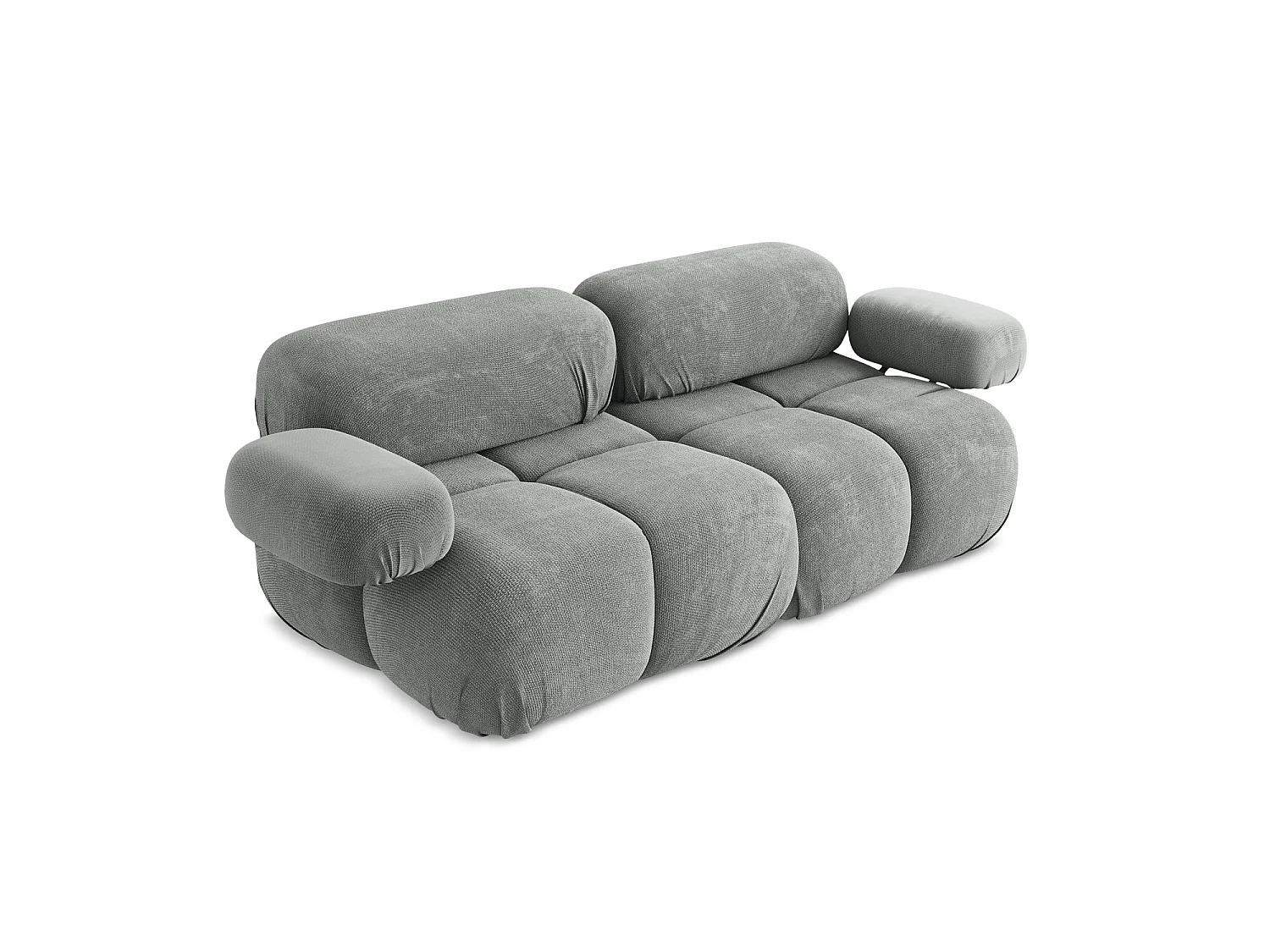 Tweezits modulaire bank van grijs chenille stof - SANREMO