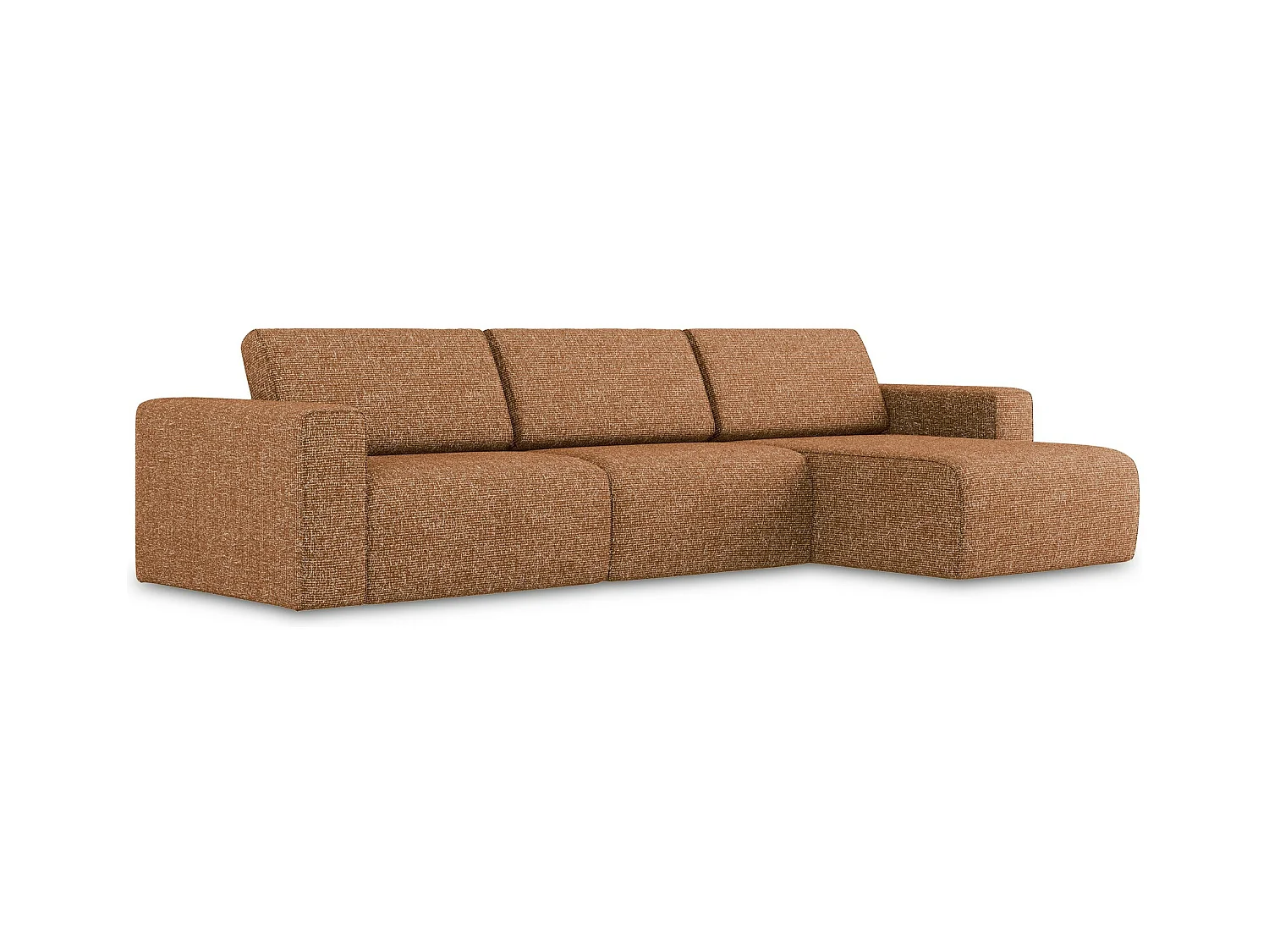 Canapé modulable d’angle M droit en Strukturstoff - terre cuite - KALEA