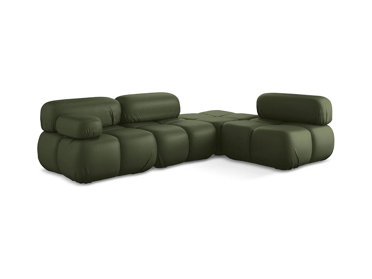 3-Sitzer Modulares Ecksofa - Ecke Rechts - Kunstleder - Grün - LOKUA
