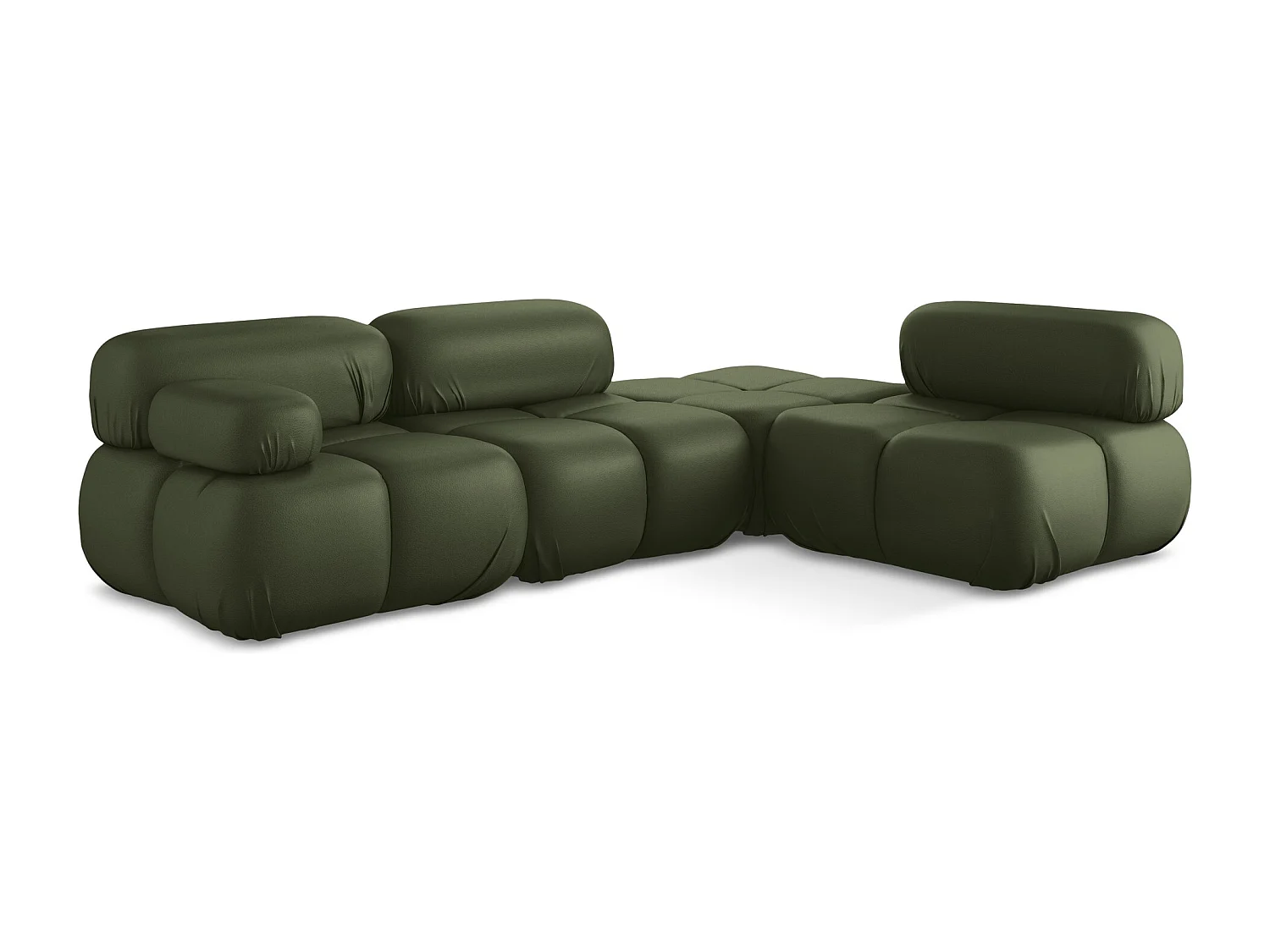 Sofá de canto modular direito 3 lugares em couro sintético verde - LOKUA