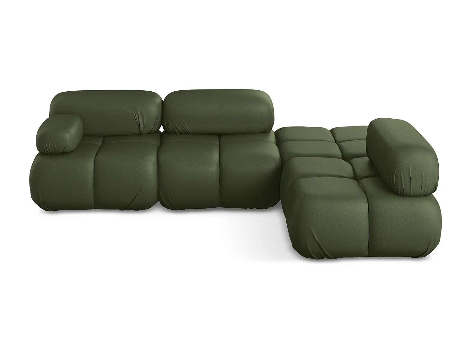 Sofá de canto modular direito 3 lugares em couro sintético verde - LOKUA