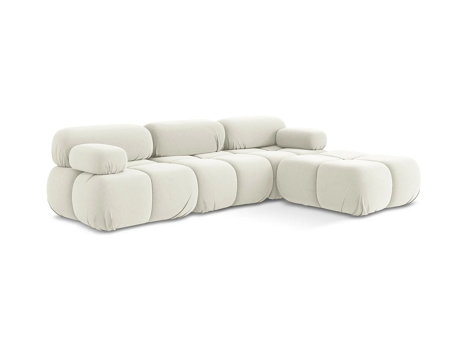 Modulares Ecksofa Beidseitig - Reversibel - Samt - Hell beige - LOKUA
