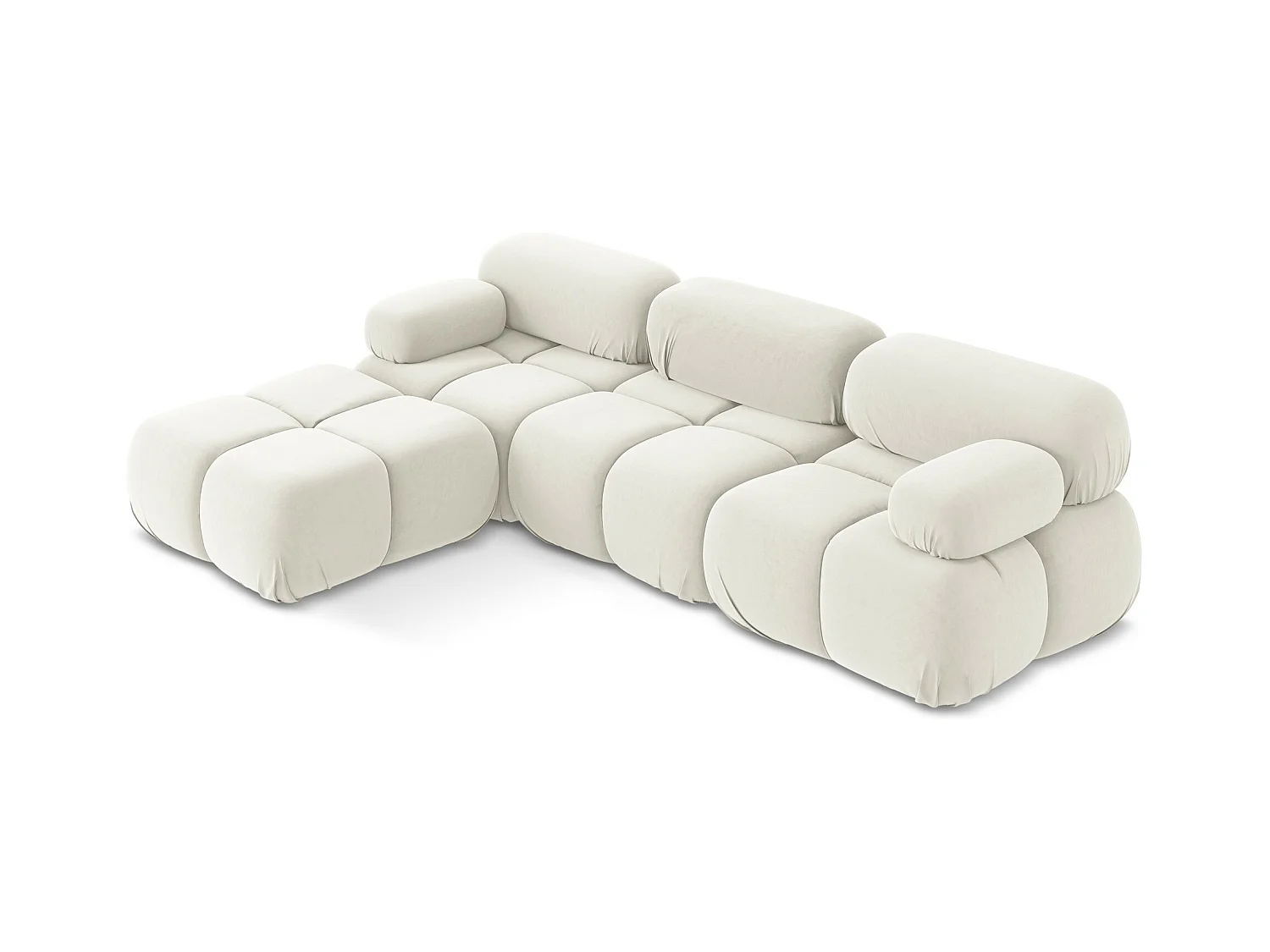 Modulares Ecksofa Beidseitig - Reversibel - Samt - Hell beige - LOKUA