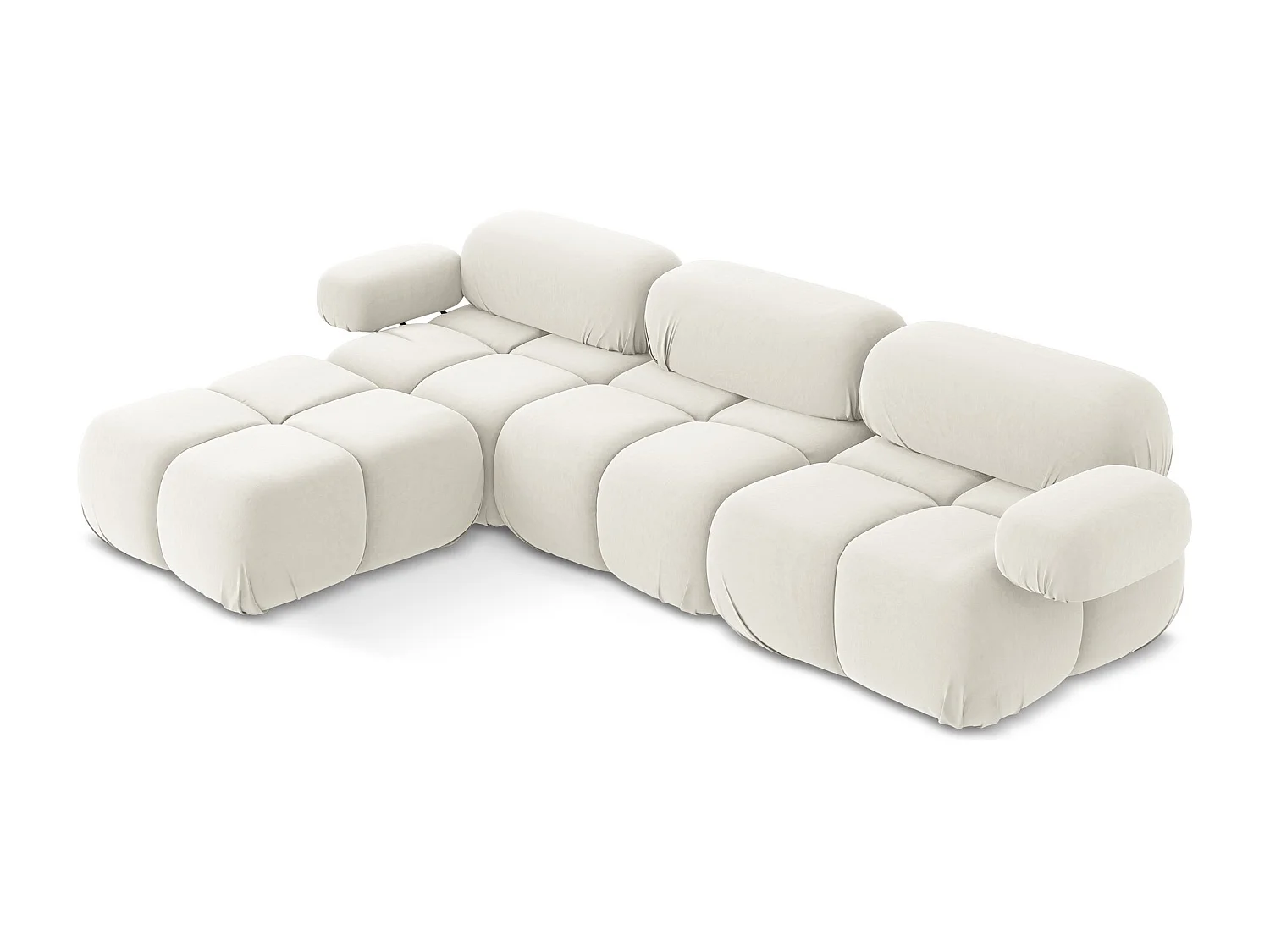 Modulares Ecksofa Beidseitig - Reversibel - Samt - Hell beige - LOKUA