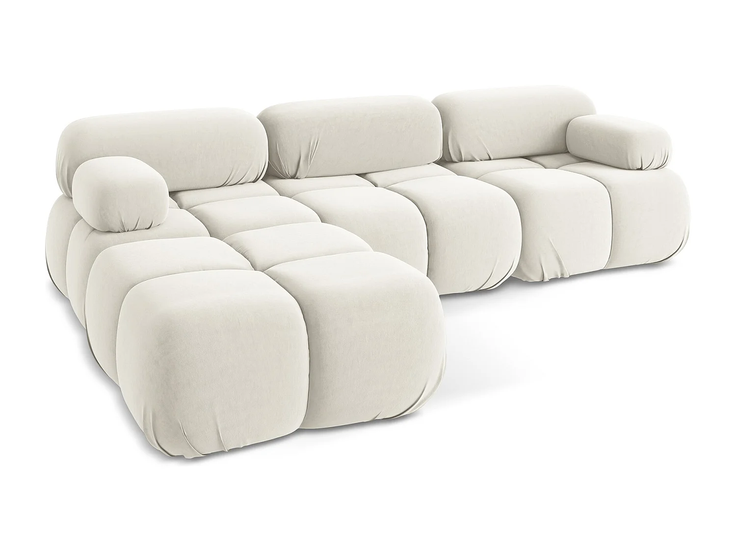 Omkeerbare modulaire hoekbank van lichtbeige velours - LOKUA