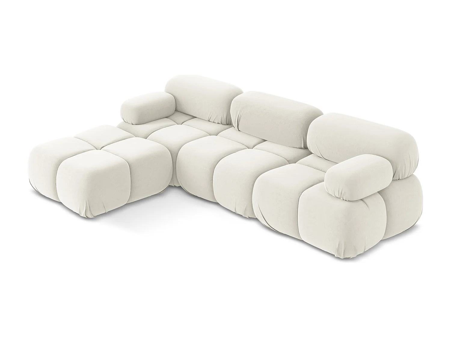 Omkeerbare modulaire hoekbank van lichtbeige velours - LOKUA