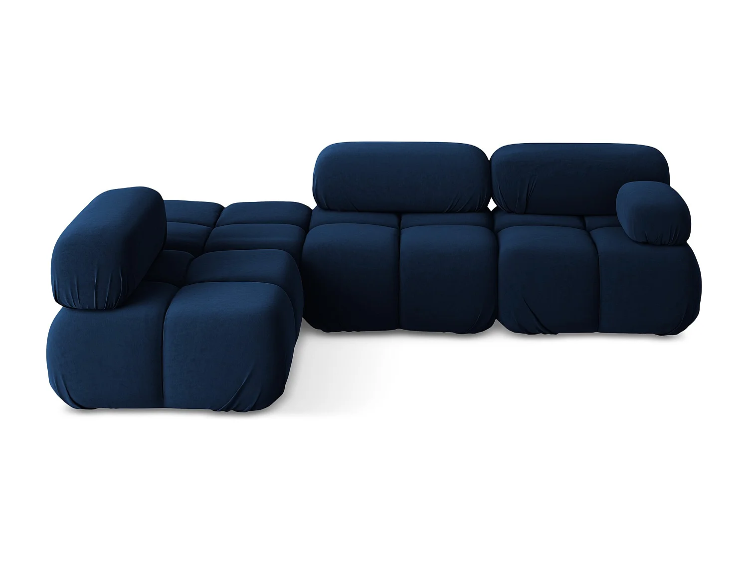 3-Sitzer Modulares Ecksofa - Ecke Links - Samt - Königsblau - LOKUA