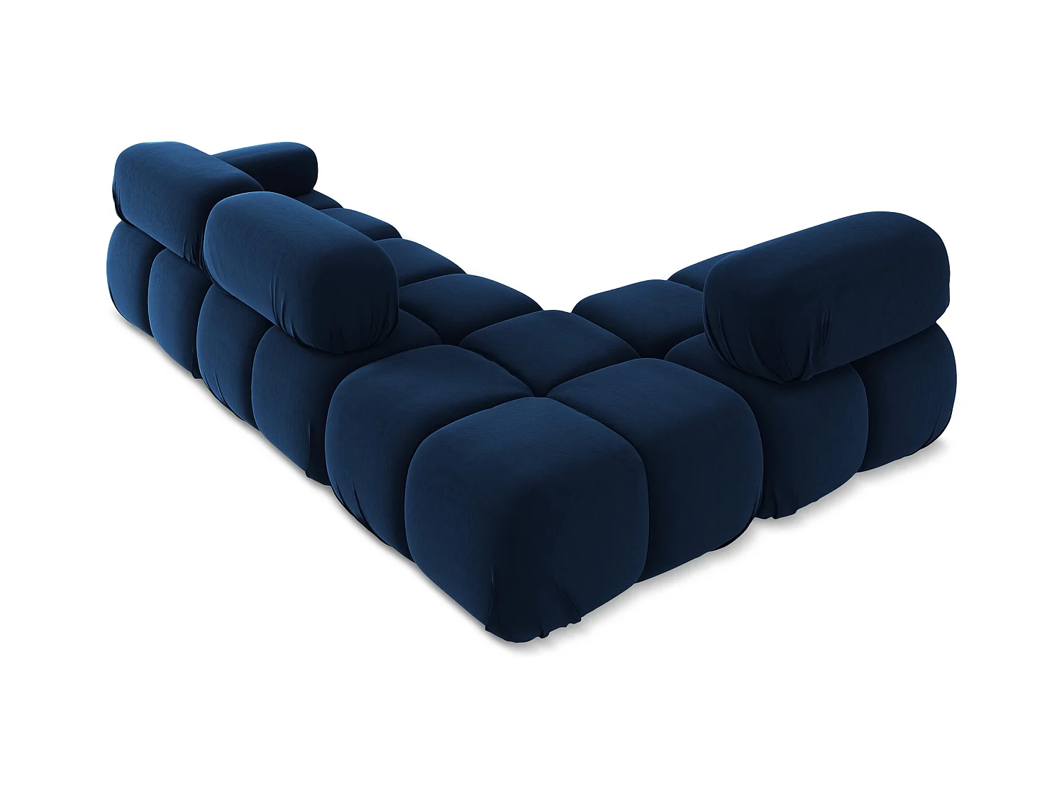 3-Sitzer Modulares Ecksofa - Ecke Links - Samt - Königsblau - LOKUA