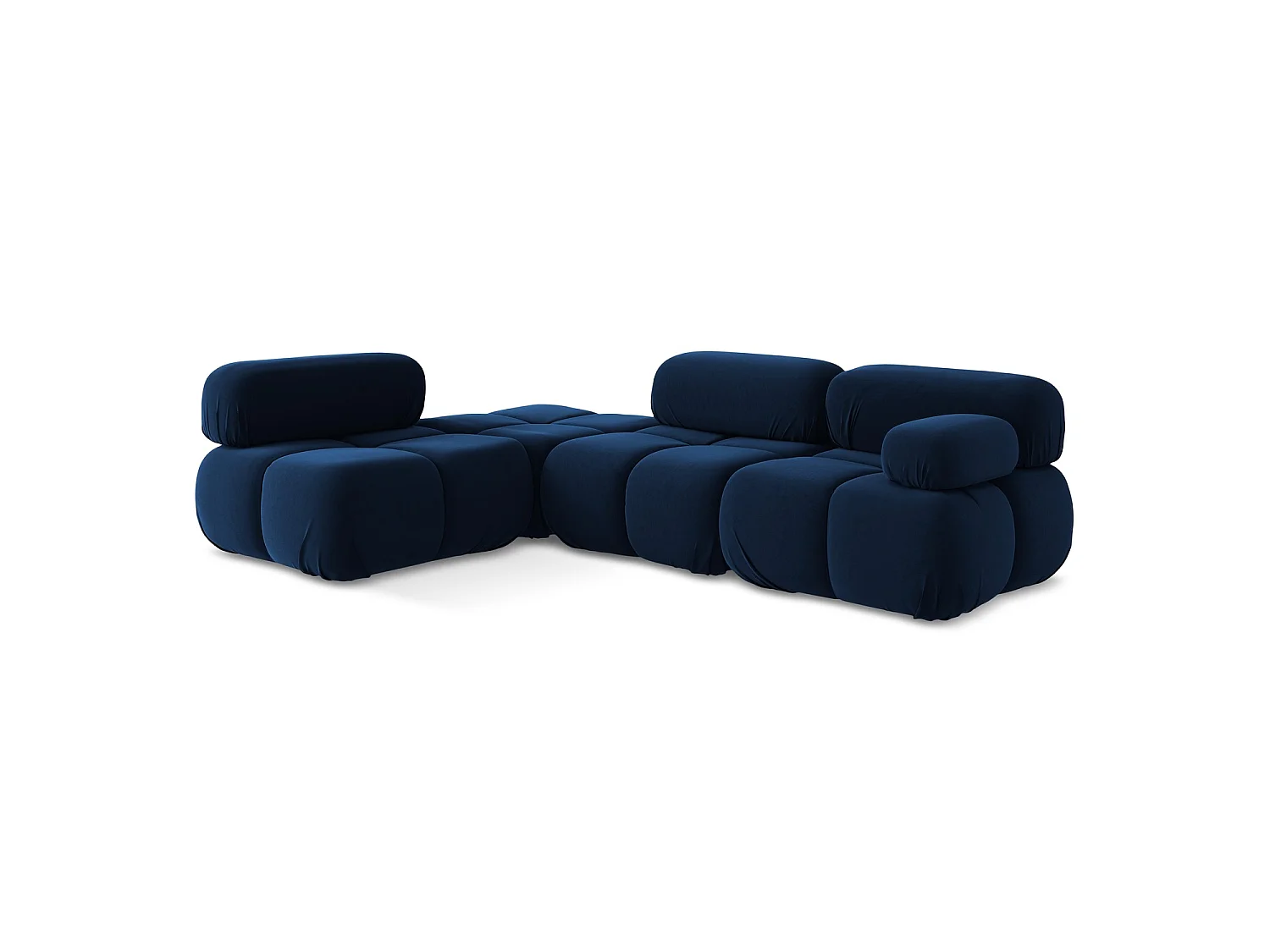 3-Sitzer Modulares Ecksofa - Ecke Links - Samt - Königsblau - SANREMO