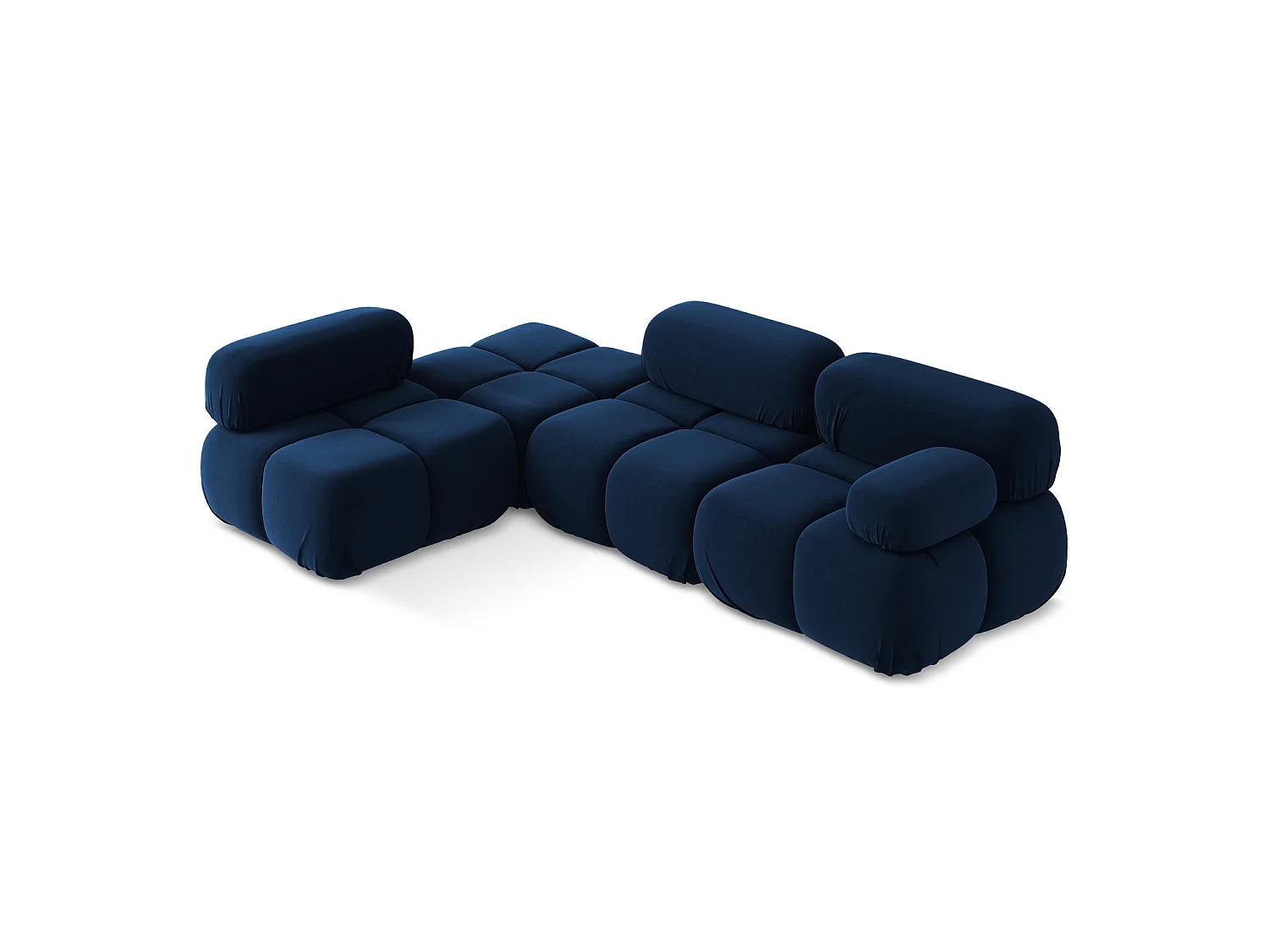 3-Sitzer Modulares Ecksofa - Ecke Links - Samt - Königsblau - SANREMO