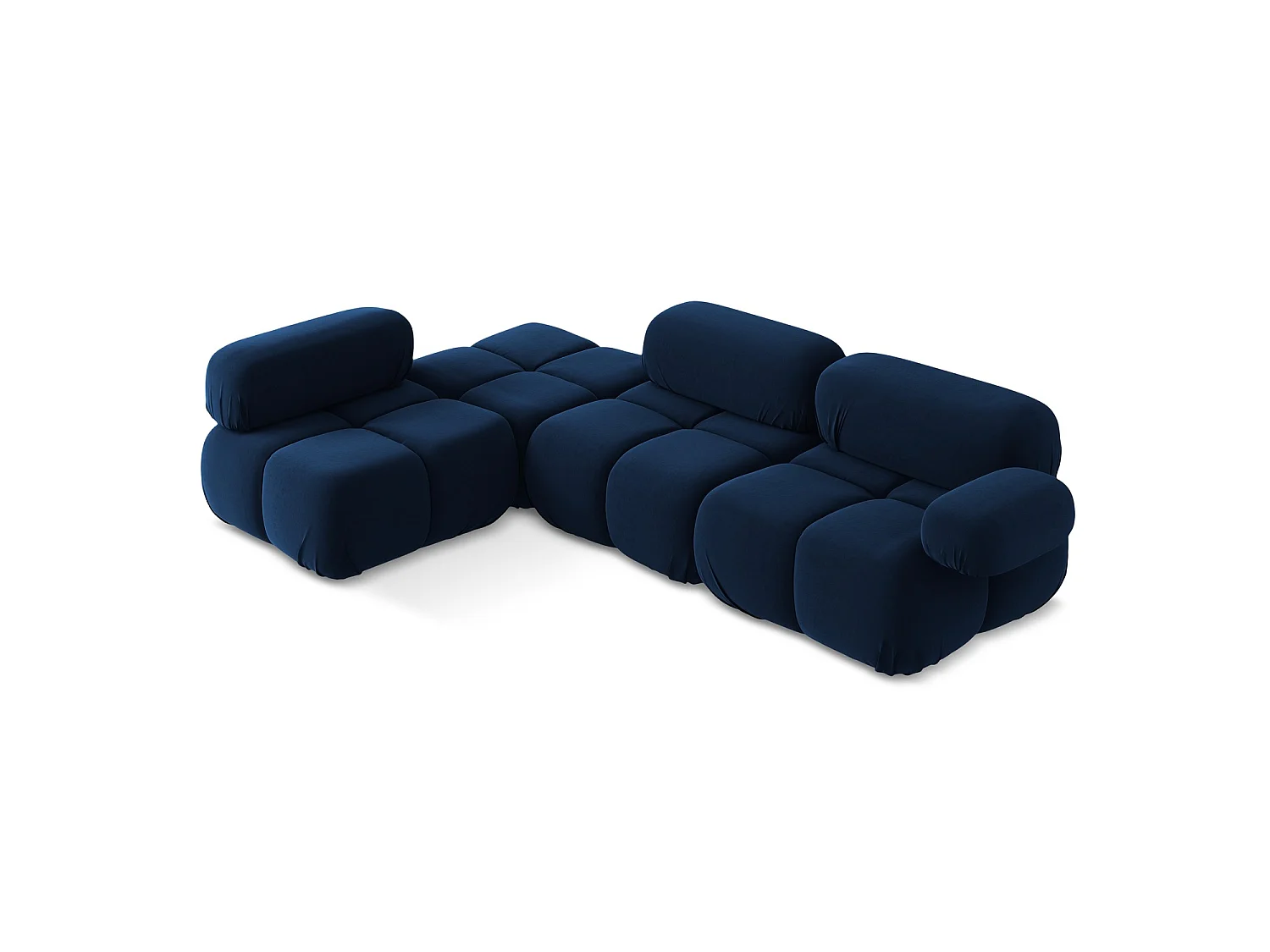 3-Sitzer Modulares Ecksofa - Ecke Links - Samt - Königsblau - SANREMO