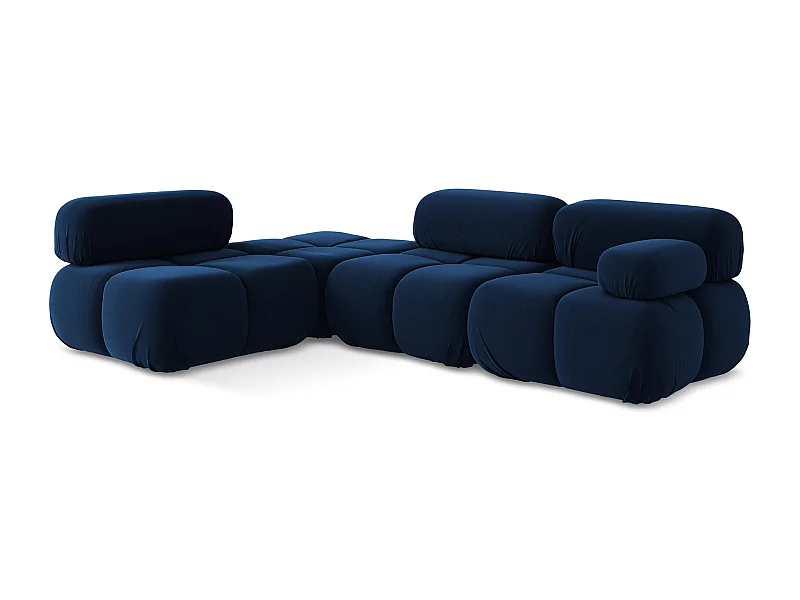 3-Sitzer Modulares Ecksofa - Ecke Links - Samt - Königsblau - LOKUA