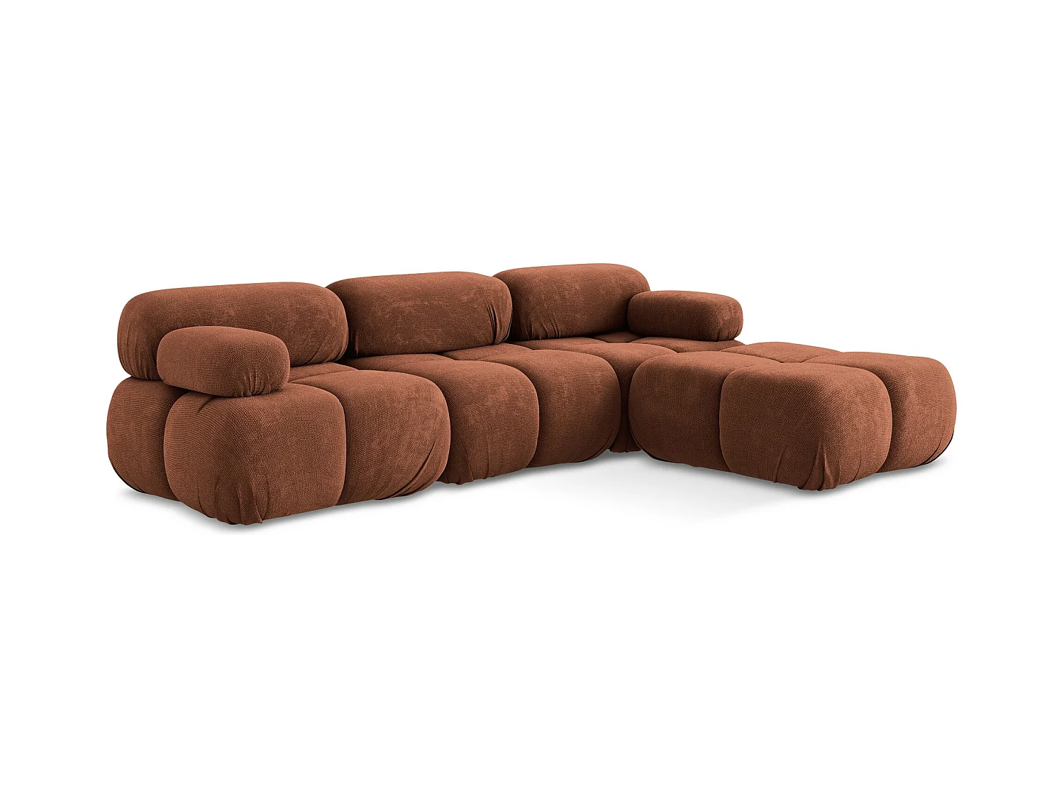 Canapé d'angle modulaire reversible en Chenille - terre cuite - LOKUA