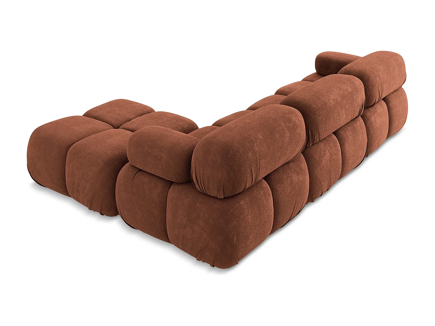 Omkeerbare modulaire hoekbank van terracotta chenille stof - LOKUA