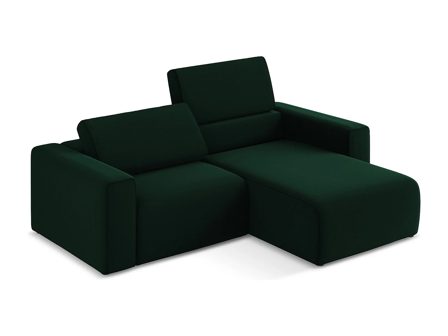 Modulaire hoekbank rechts van flessengroen velours - KALEA