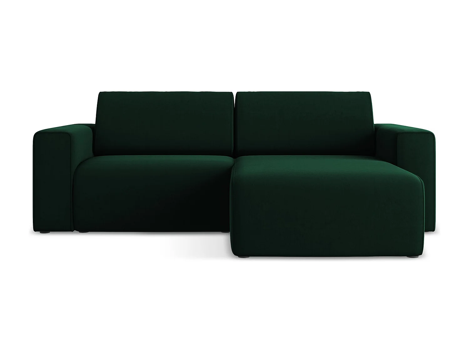 Modulaire hoekbank rechts van flessengroen velours - KALEA