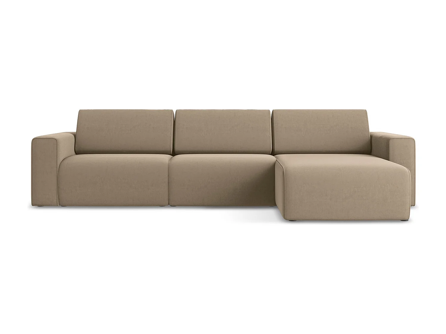 Modulares Ecks Sofa M rechts - Rechts - Samt - Dunkelbeige - KALEA