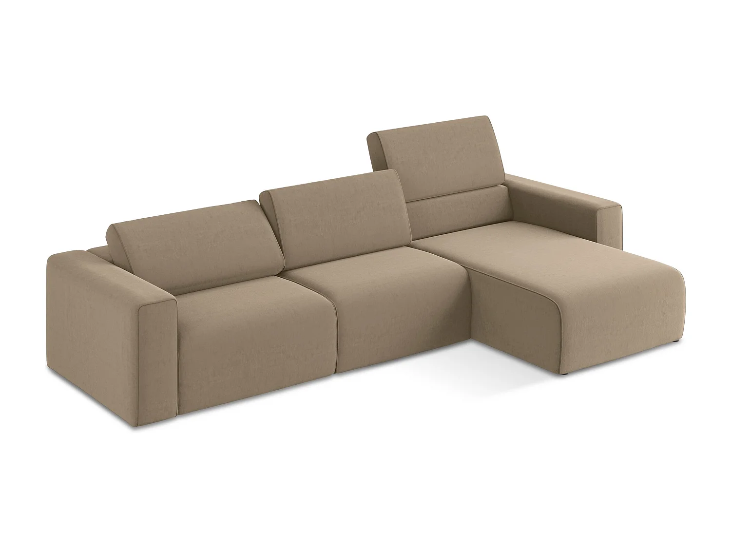 Modulares Ecks Sofa M rechts - Rechts - Samt - Dunkelbeige - KALEA