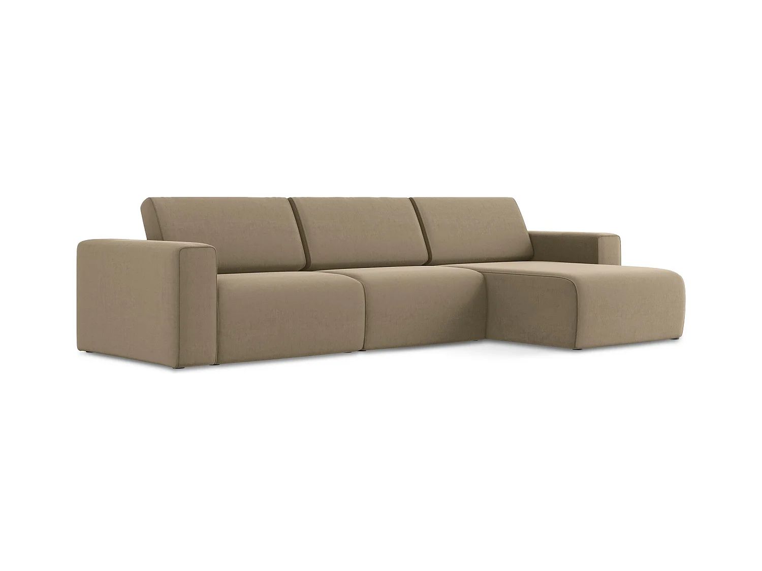 Modulares Ecks Sofa M rechts - Rechts - Samt - Dunkelbeige - KALEA