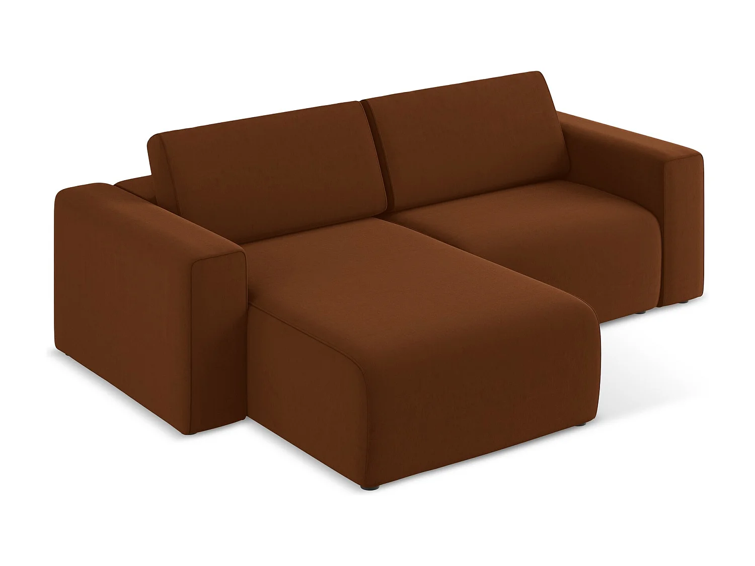 Modulaire hoekbank links van terracotta velours - KALEA