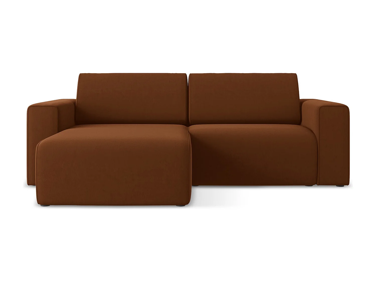 Modulaire hoekbank links van terracotta velours - KALEA