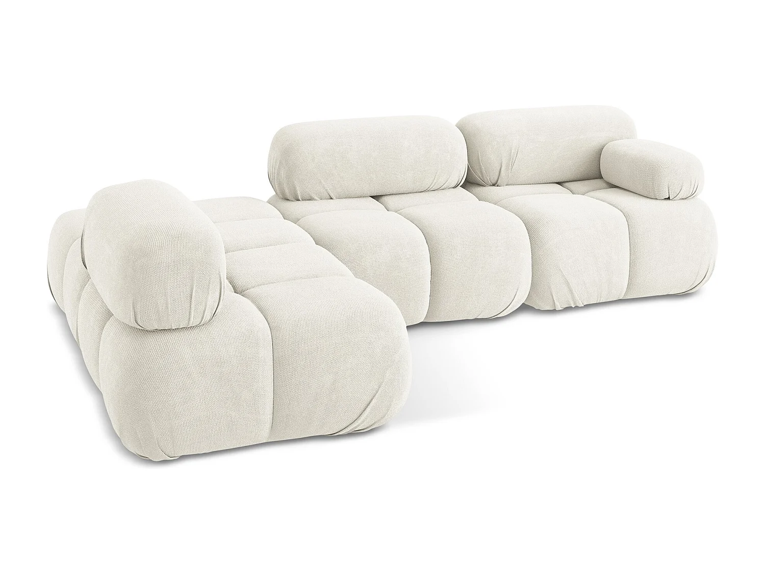 3-Sitzer Modulares Ecksofa - Ecke Links - Chenille - Weiß - LOKUA