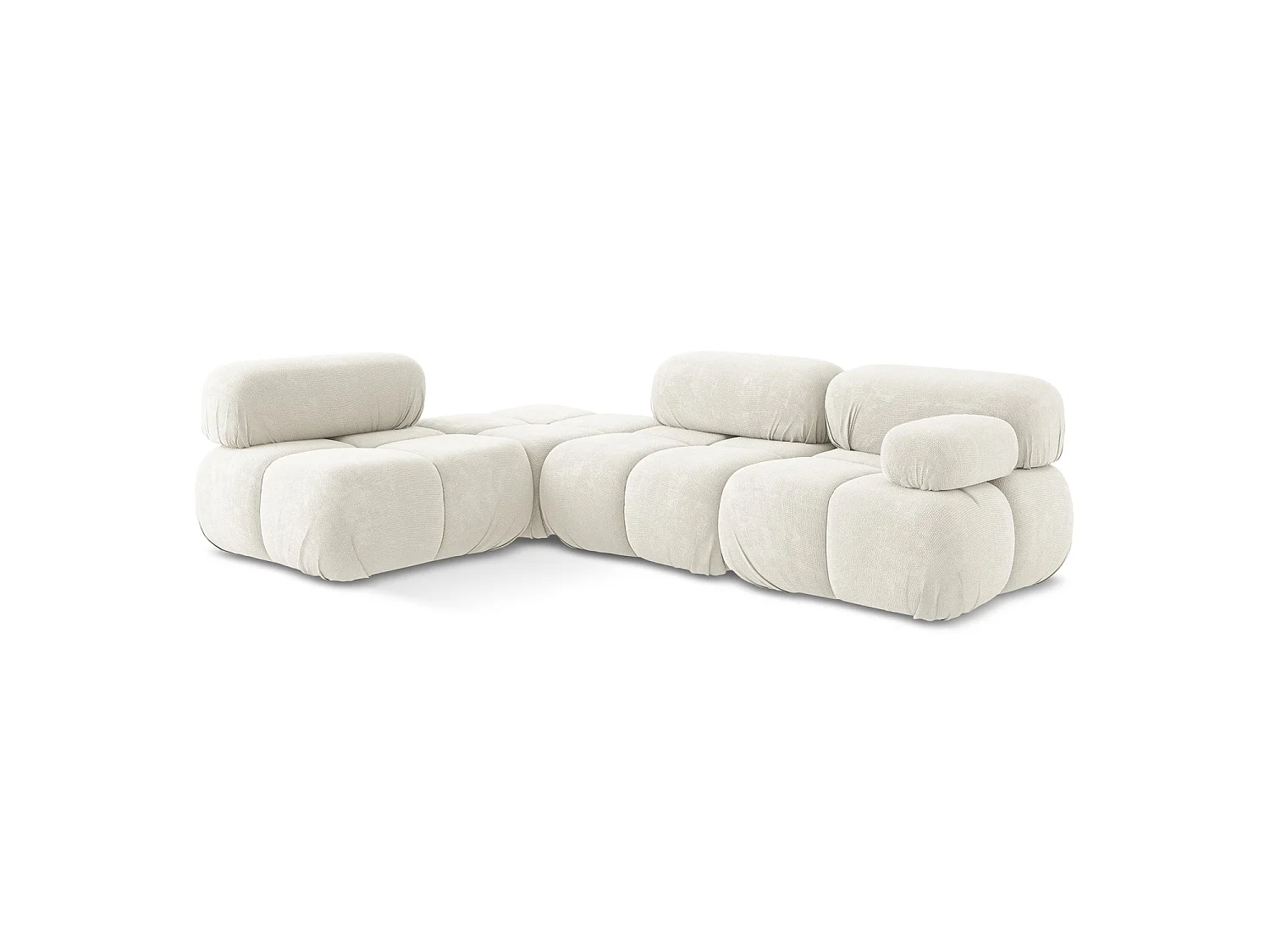 Modulaire hoekbank links van wit chenille stof - SANREMO