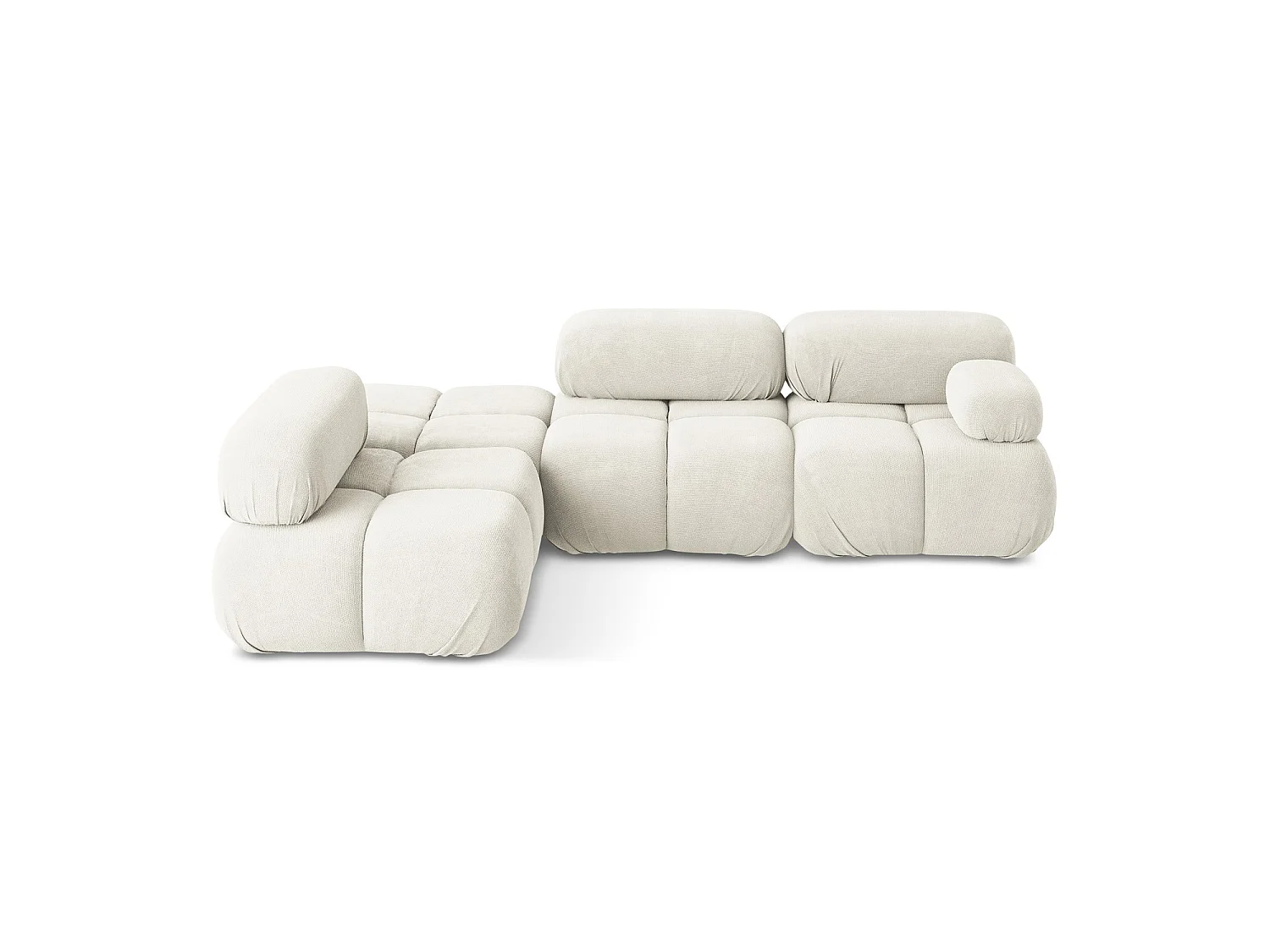 Modulaire hoekbank links van wit chenille stof - SANREMO