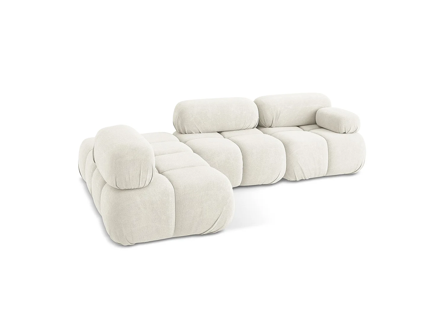 Modulaire hoekbank links van wit chenille stof - SANREMO