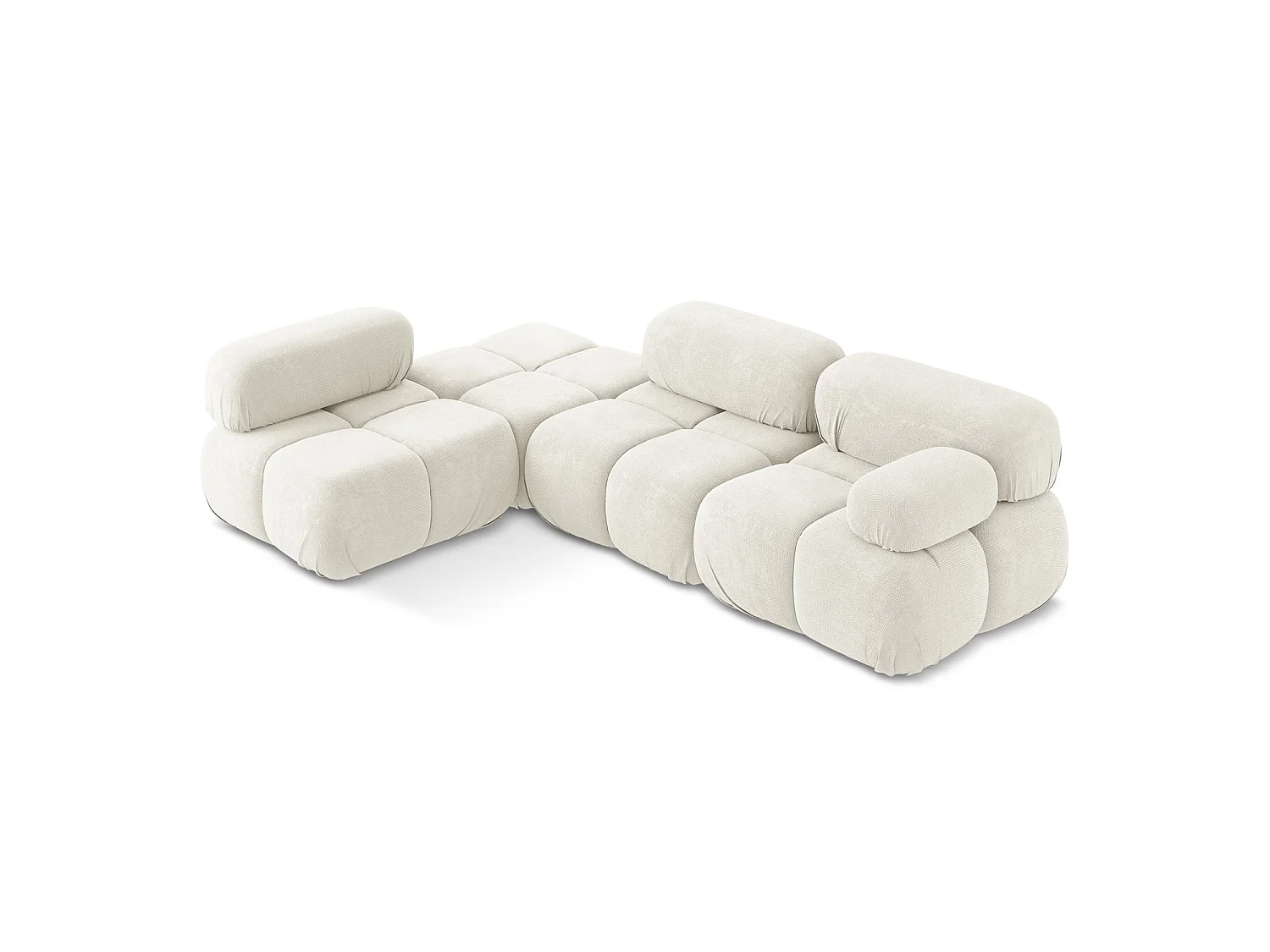Modulaire hoekbank links van wit chenille stof - SANREMO