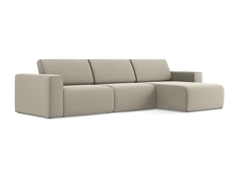 Modulaire hoekbank M rechts van parel velours - KALEA