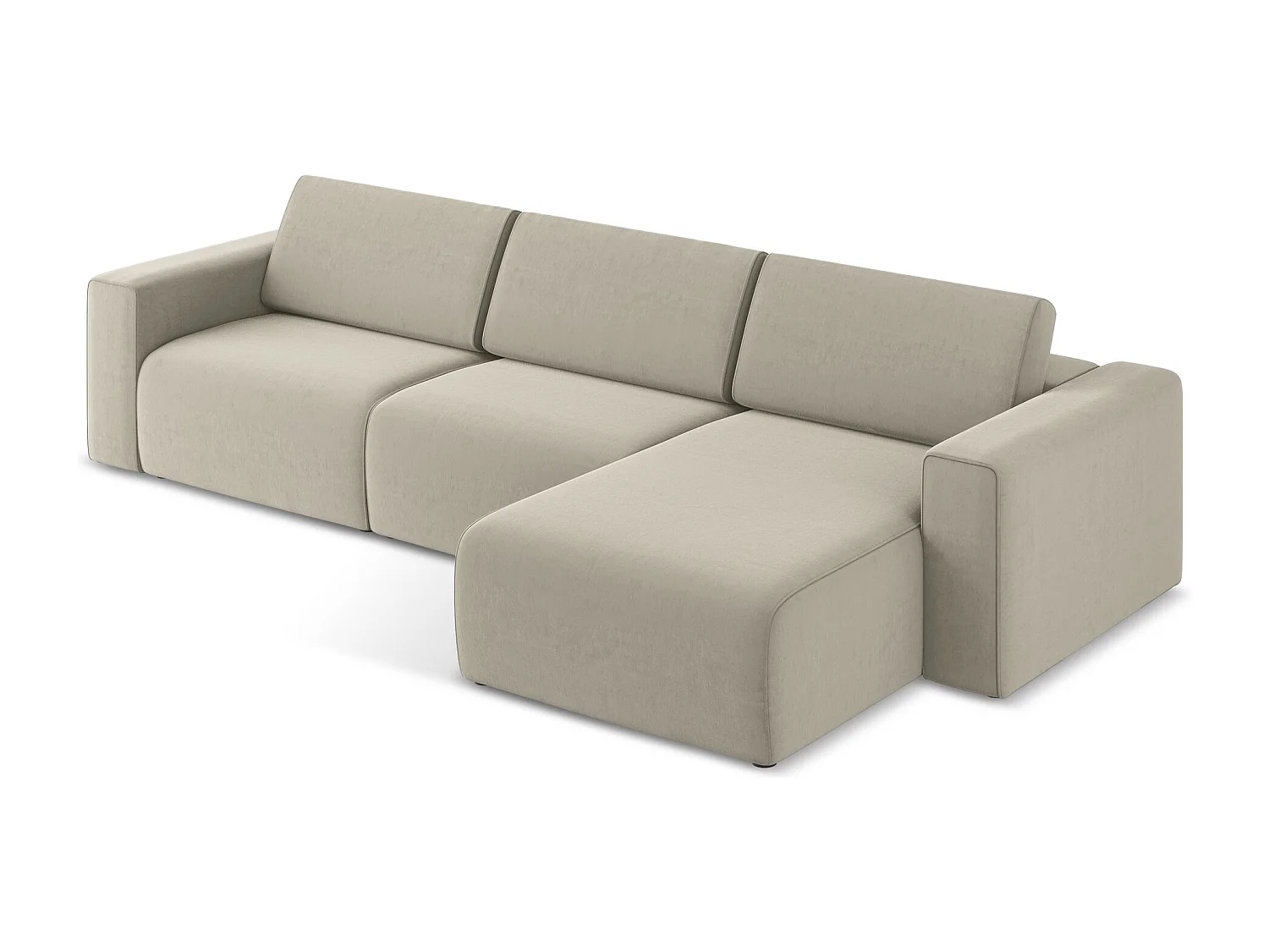 Modulaire hoekbank M rechts van parel velours - KALEA