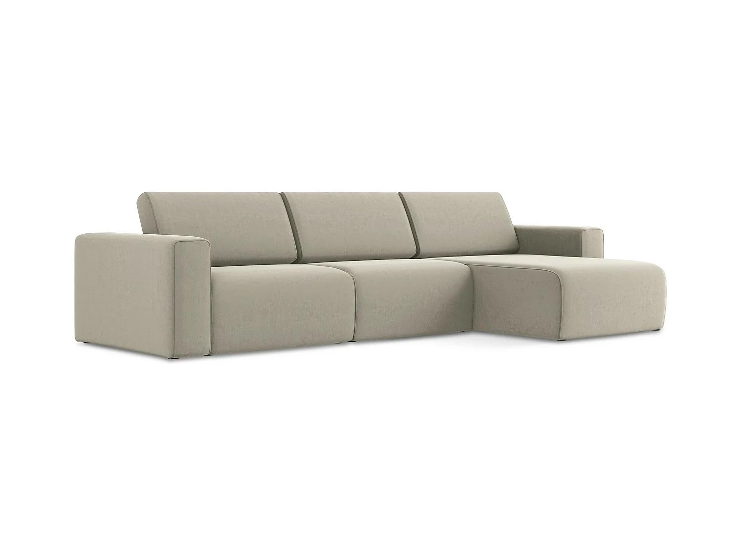 Modulares Ecks Sofa M rechts - Rechts - Samt - Perle - KALEA