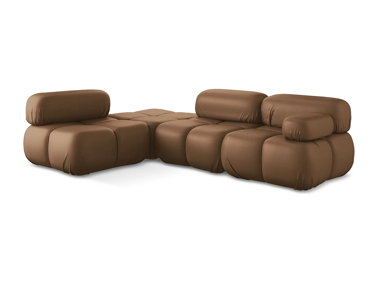 Canapé d'angle modulaire gauche en Cuir artificiel - chocolat - LOKUA