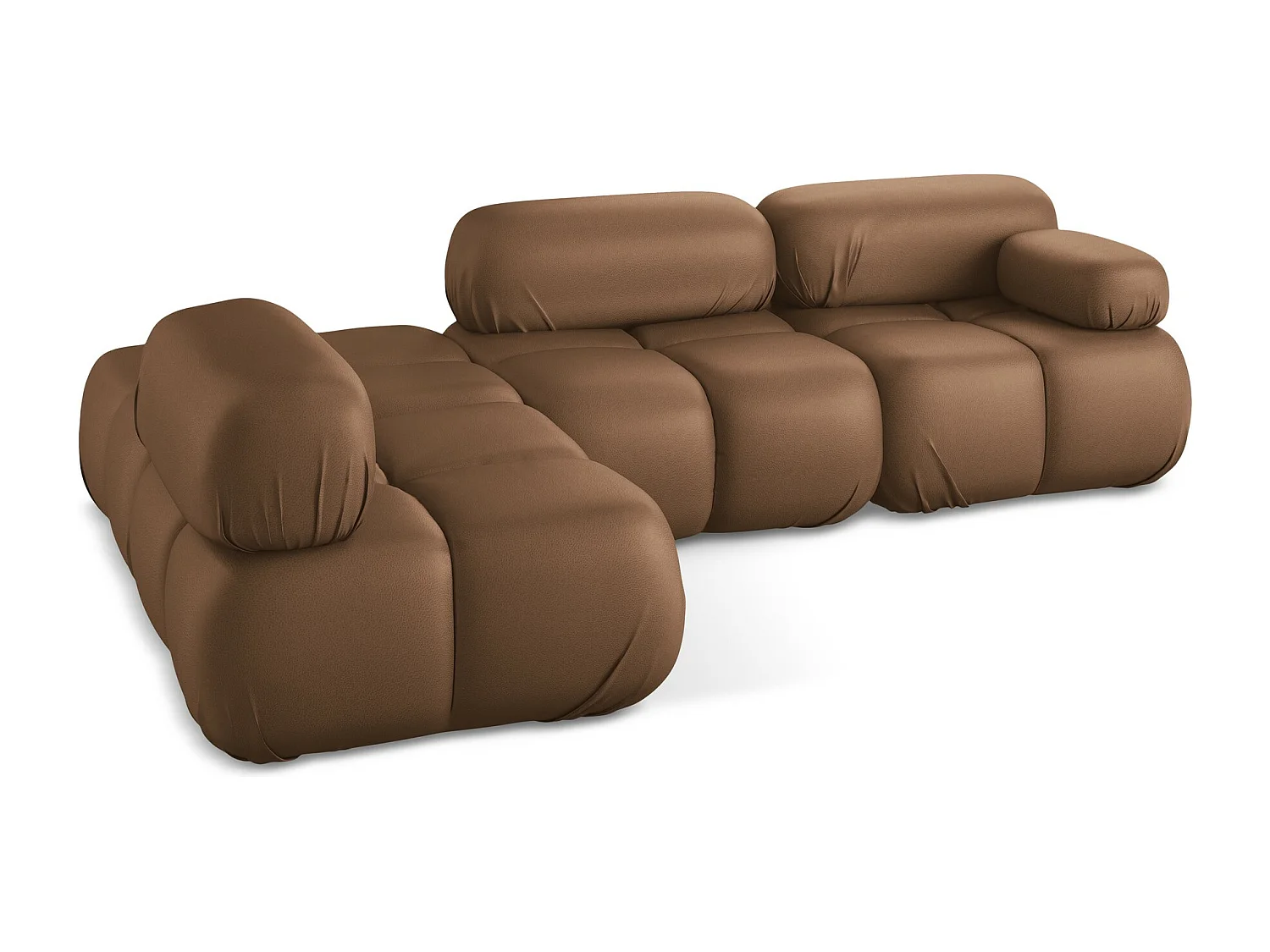 Canapé d'angle modulaire gauche en Cuir artificiel - chocolat - LOKUA