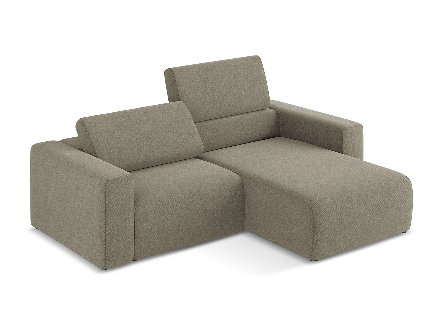 Modulaire hoekbank rechts van donkerbeige textuurstof - KALEA