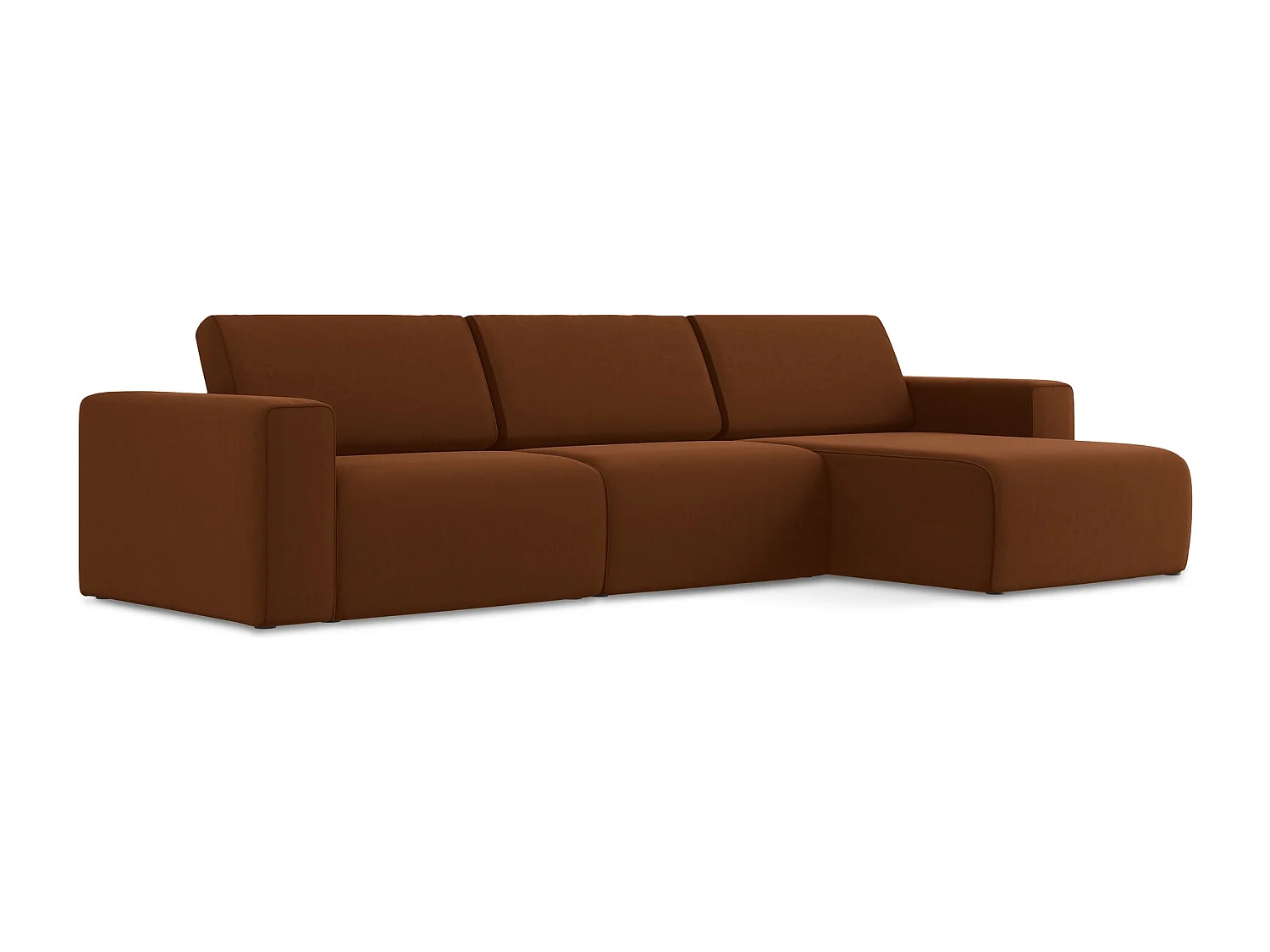 Modulares Ecks Sofa M rechts - Rechts - Samt - Terrakotta - KALEA
