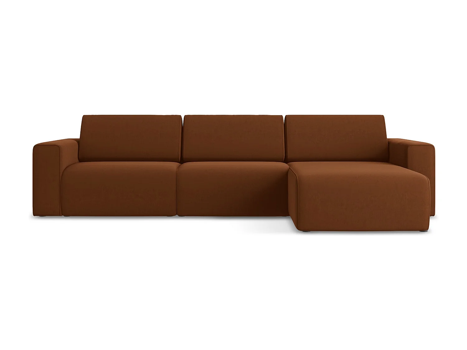 Modulares Ecks Sofa M rechts - Rechts - Samt - Terrakotta - KALEA